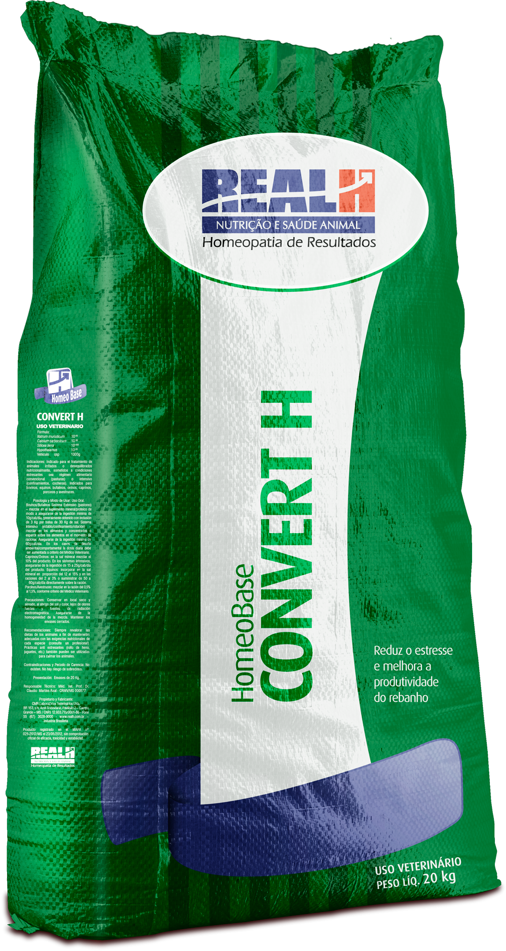 Produto de saúde animal Convert H da Real H. Estresse grandes animais