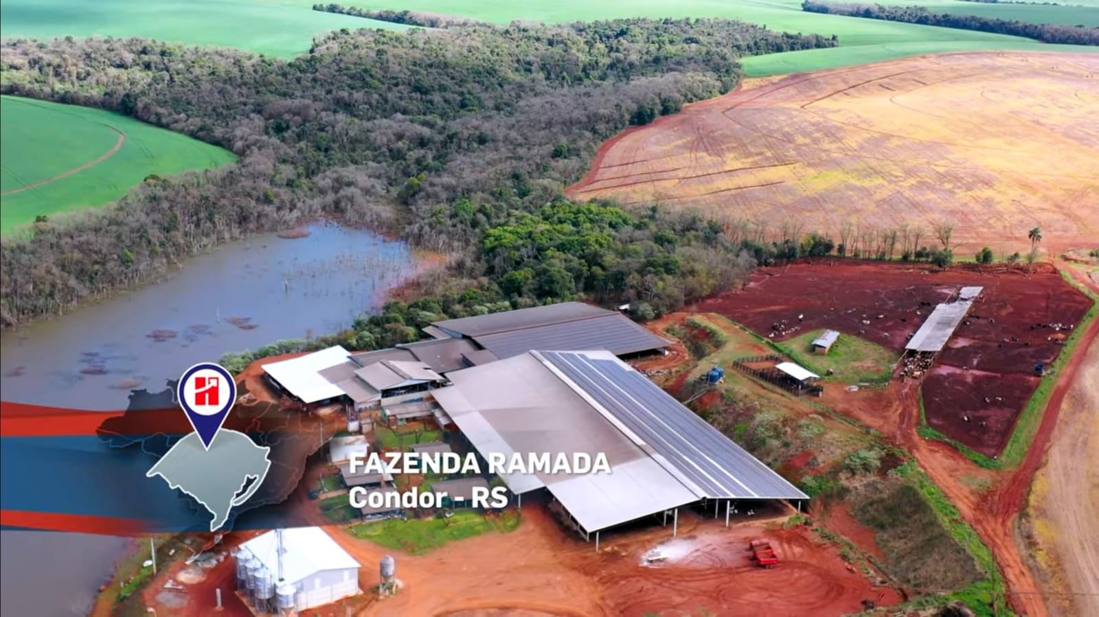 Vista aérea da Fazenda Ramada em Condor, RS